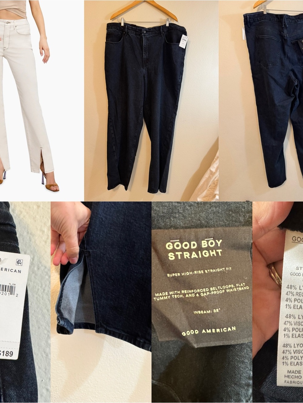 Good American Good Boy Straight Jeans — Dark Indigo Wash